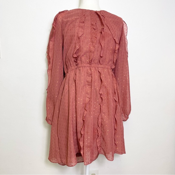 Lauren Conrad Cascading Ruffle Dress Raglan Sleeves Boatneck Midi Without Belt - Picture 15 of 15